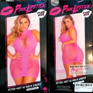 Pink Liptick pink lingerie dress plus size